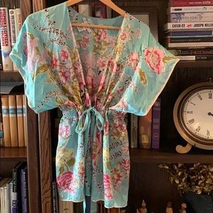 Silk floral robe